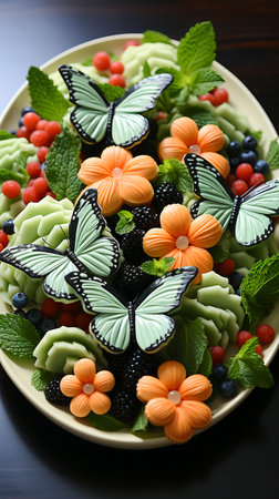 Carved Butterfly Fruit Salad Creationの素材