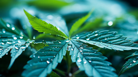 Water Droplets on a Cannabis Leafの素材