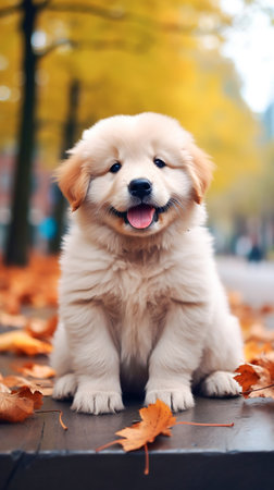 Beautiful puppy. Happy dogの素材