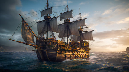 Pirate ship. AI Generatedの素材