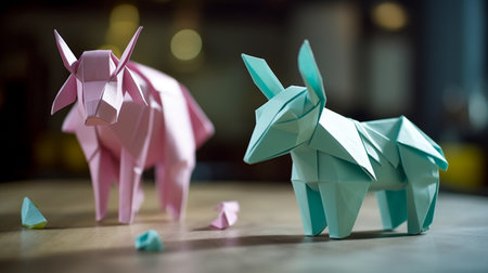 Origami Animal Art in Vibrant Colorsの素材