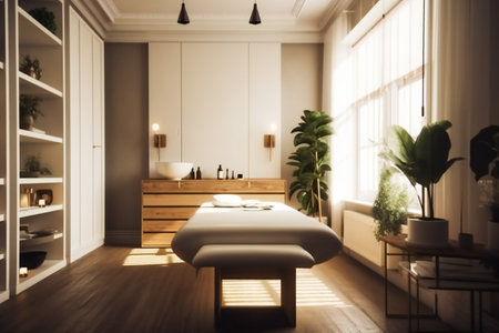 Modern Massage Room With Beautiful Interior. AI Generatedの素材