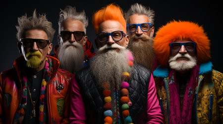 Whimsical Beard Brigade. Quirky Whisker Warriorsの素材