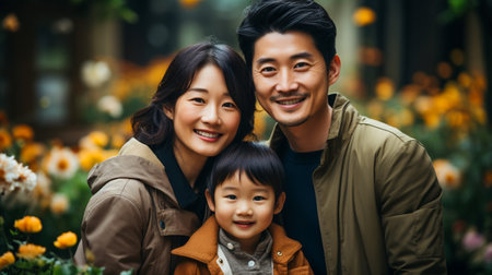 Warm Asian Family Scene. Asian Home Happinessの素材