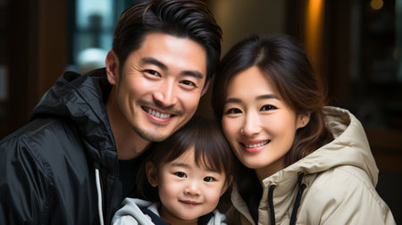 Warm Asian Family Scene. Asian Home Happinessの素材