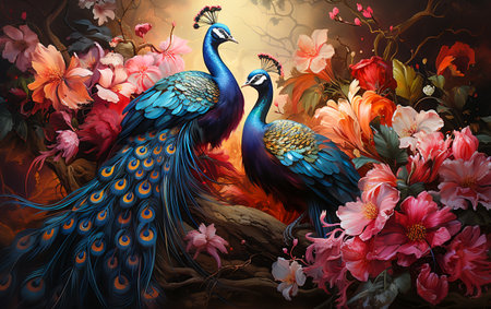 Elegant colorful peacockの素材