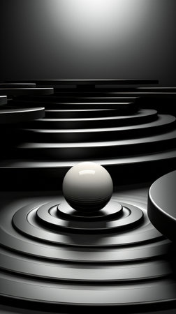 Abstract Black Background. Futuristic Sphere Unveiledの素材