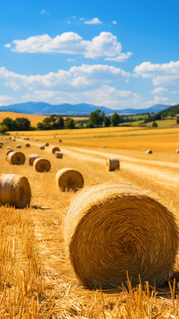 Hay Bales in the Sun. A Rural Landscapeの素材