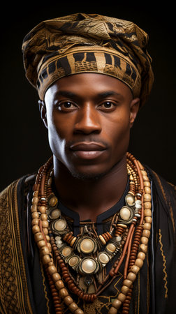 African Man in Traditional Garb. Portrait of an African Gentlemanの素材
