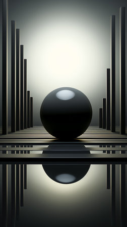 Abstract Black Background. Futuristic Sphere Unveiledの素材