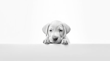 Minimalist Happy Puppy. Blissful Pup. AI Generatedの素材