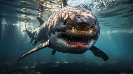 a majestic shark underwaterの素材