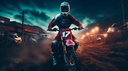 Extreme Motocross Action on a Gritty Dirt Trackの素材