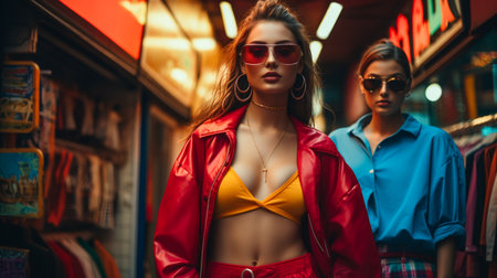 Throwback Trends. Retro Fashion. Vintage Glamor Girlsの素材