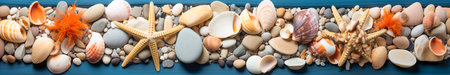Top-Down Shot of Beach Sand, Sea Stones, and Shellsの素材