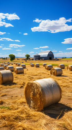 Hay Bales in the Sun. A Rural Landscapeの素材