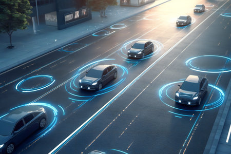 Future of Driverless Car Safety. Advanced Car Sensor Systemの素材