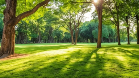 Smooth Carpet of Verdant Grass. Expansive Green Serenity Landscapeの素材