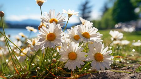 Daisy Blooming on a Beautiful Backgroundの素材