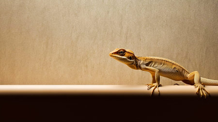 Subtle Reptilian Elegance. Minimalist Lizard. AI Generatedの素材