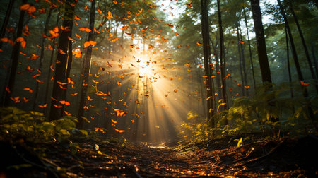 Monarch butterflies. Millions of butterflies create a living carpet on the forestの素材