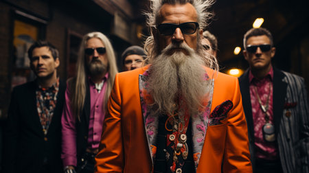 Whimsical Beard Brigade. Quirky Whisker Warriorsの素材