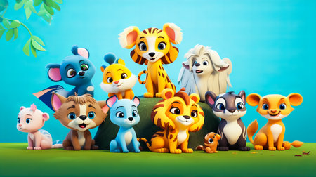 Animal Friends. Charismatic Cartoon Charactersの素材