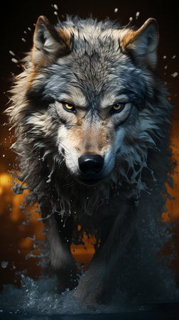 Aggressive Gray Wolf in the Wildの素材