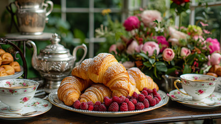 Croissant and Coffee Morning. Breakfast Eleganceの素材