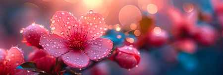 Blossoming in the Rain. Colorful Flowersの素材