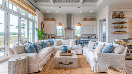 Luxurious Living Room Retreat. Home Harmony. Coastal Apartmentの素材
