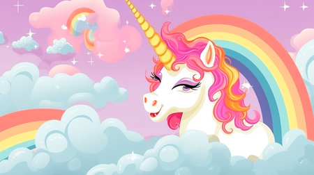 Cute Unicorn Fantasy.Cartoon Ponyの素材
