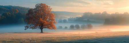 Foggy Meadow. Enchanting Sunriseの素材