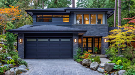 Modern Garage Facade. Garage Entranceの素材