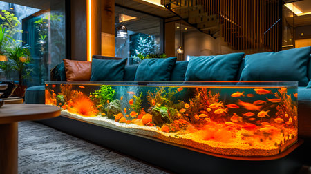 Coffee Table Aquarium.Interior Oasis with Fishの素材