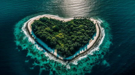 Paradise Island in the form of heart. AI Generatedの素材