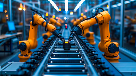 Modern Manufacturing. Robotic Arms in Actionの素材