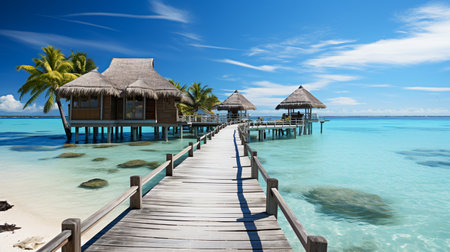 Serene Seascape on a Luxurious Vacation. Beautiful Beachside Viewの素材