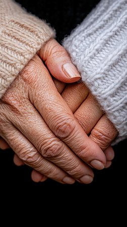 Hands joined in gentle empathy, conveying compassion and sincere connectionの素材