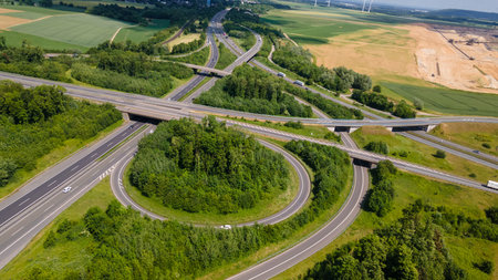 Aerial View of German Autobahn