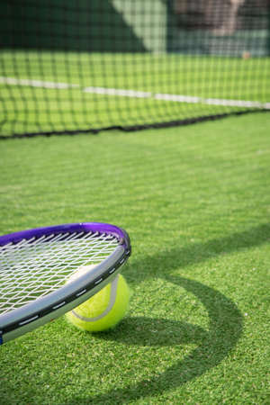 Paddle tennis court and ballの写真素材