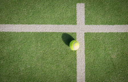 Paddle tennis court and ballの写真素材