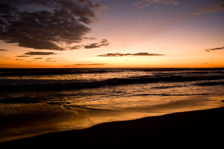 Sunset on the Poneloya beach - Pacific ocean - Nicaraguaの写真素材