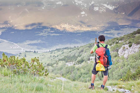 Hiker in Vran mountains - Bosnia and Herzegovinaの写真素材