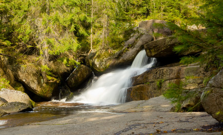 Waterfall on the Cerna Desna river - Jizera mountains - Czech republicの写真素材
