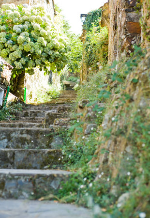 Stairs in Casal Novo, schist village in Portugalの写真素材