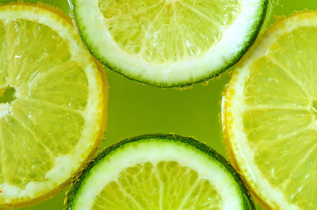 Lime and lemon slices macro