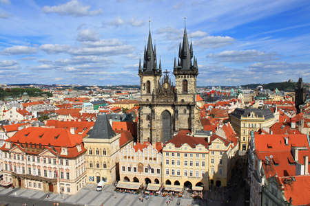 View of Old Town Square and Church in Prague, Europe.のeditorial素材