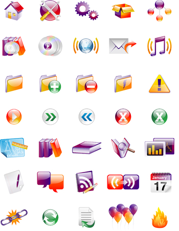 Glossy Business and Social Media Iconsのイラスト素材