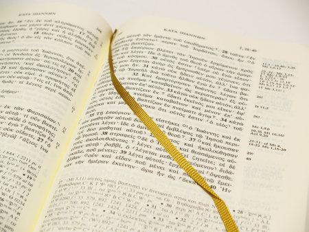 Opened book of the Greek New Testament Text.